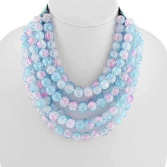 NEW Stunning Speckled Beaded 7-Strand Bib Statement Necklace in Cotton Candy - Picture 4 of 6